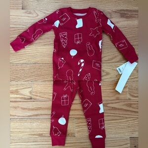 Carters Red Pajamas with Holiday Print